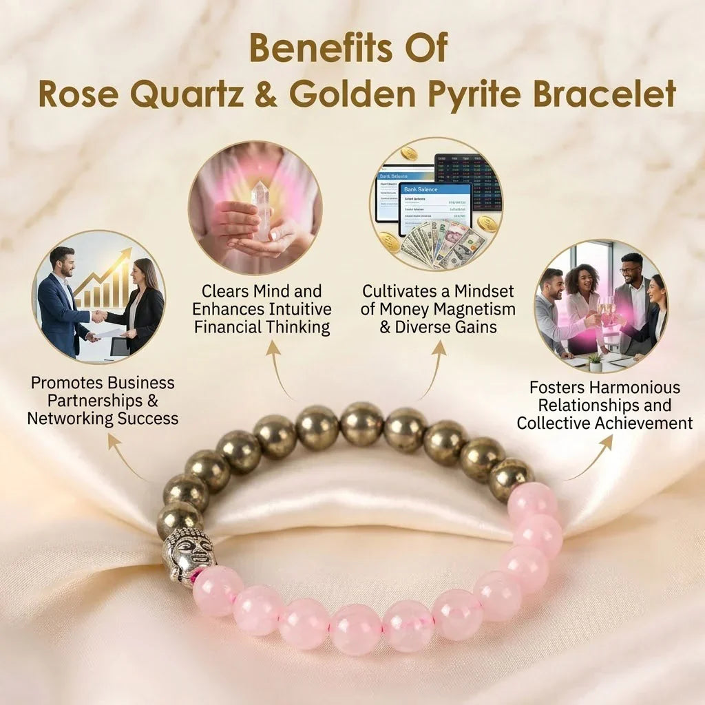 Astro Vedic Rose Quartz & Golden Pyrite Bracelet